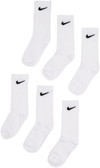 Nike Kids Crew 6 Pack Sokken Unisex - Wit - Maat 27 - 35 - Katoen White