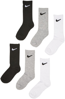 Nike Kids Crew 6 Pack Sokken Unisex - Wit - Maat 27 - 35 - Katoen White