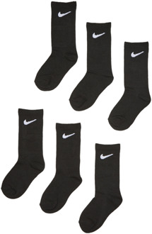 Nike Kids Crew 6 Pack Sokken Unisex - Zwart - Maat 23.5 - 27 - Katoen Black