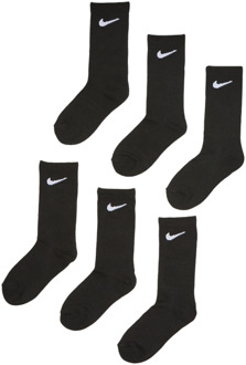 Nike Kids Crew 6 Pack Sokken Unisex - Zwart - Maat 27 - 35 - Katoen Black