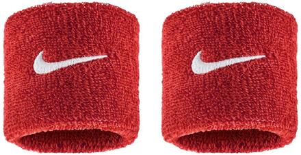 Nike Klassiek Swoosh polsbandje (Set van 2) (Rood/Wit) - maat