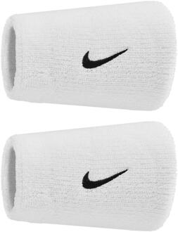 Nike Klassieke Swoosh dubbel brede polsband (Set van 2) (Wit/zwart) - One Size