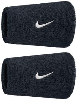 Nike Klassieke Swoosh dubbel brede polsband (Set van 2) (Zwart/Wit) - maat