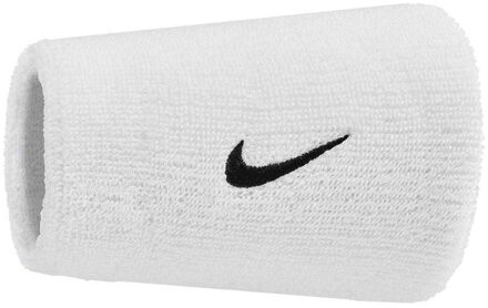 Nike Klassieke Swoosh dubbel brede zweetband (Zwart/Wit) - One Size