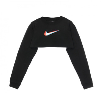 Nike Korte Mouw Crop Print Top Nike , Black , Dames - L
