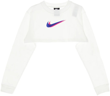 Nike Korte Mouwen Crop Top - Streetwear Collectie Nike , White , Dames - L,M