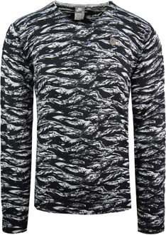 Nike Lange Mouw V-Hals Bedrukte Top Zwart Groen Heren KatoenPullover 264179 010