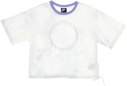 Nike Mesh Print Clash T-Shirt Nike , White , Dames - L,M