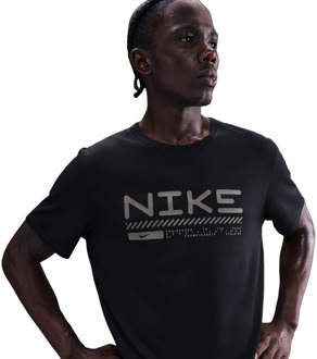 Nike Miler T-shirts Heren - Zwart - Maat S - Poly Jersey Black