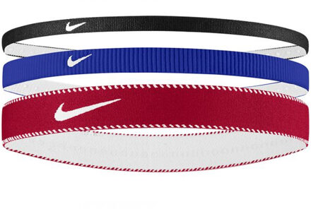 Nike Mixed Flex Classic Hoofdband (Set van 3) (Game rood/universiteitsrood/wit) Blauw en rood