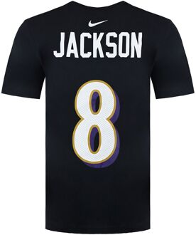 Nike NFL Baltimore Ravens 8 Lamar Jackson Heren T-shirt Zwart