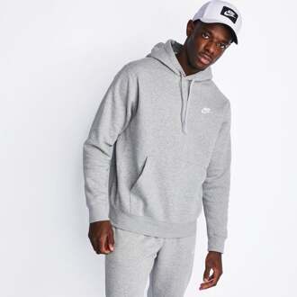 Nike Nsw Club Hoodie Po Bb Heren Sporttrui - Dk Grey Heather/Matte Silver/(White) - Maat L