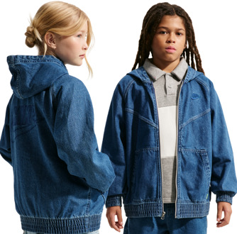 Nike NSW Jassen Kinder - Blauw - Maat 147 - 158 CM - Katoen Keperbinding Blue