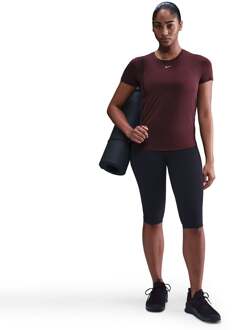 Nike One Classic Dri-FIT T-shirt Dames-donkerrood, wit - XS