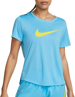 Nike One Dri-FIT Swoosh Shirt Dames blauw - geel