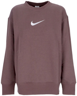 Nike Oversized Fleece Crewneck Sweatshirt Plum Eclipse/White Nike , White , Dames - L,M,S