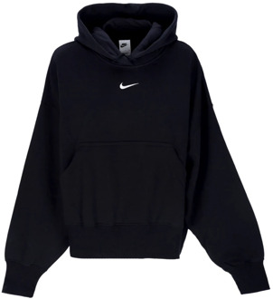 Nike Oversized Fleece Hoodie Zwart/Wit Nike , Black , Dames - M