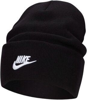 Nike Peak Beanie Muts Zwart/Wit Geribbeld Nike , Black , Heren - ONE Size