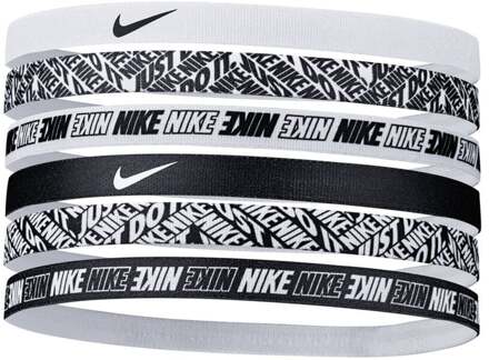 Nike Printed Elastic Hairbands 6-pack - White/Black