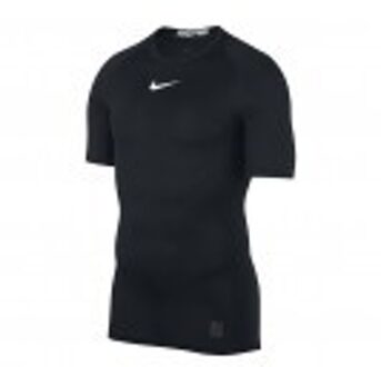 Nike Pro Top Ss Comp Sportshirt Heren - Black/White/(White) - Maat XL