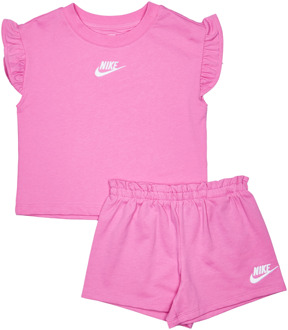 Nike Ruffle Trainingspakken Baby - Roze - Maat 80 - 86 CM - Katoen French Terry Pink