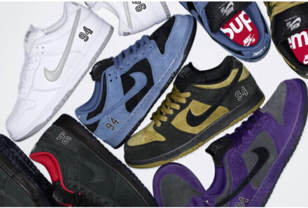 Nike Sb dunk low supreme 94 ink - maat 44,5 Paars