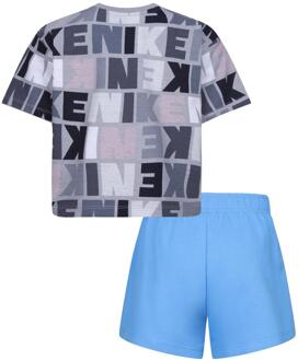 Nike Set gebreid T-shirt & korte broek voor kinderen/Kinderen (Blauw/Grijs/Wit) - maat 6J / 116cm