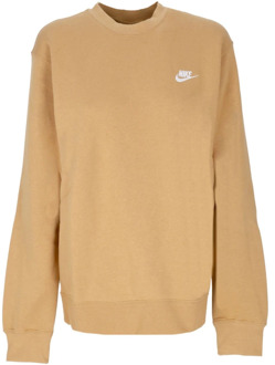 Nike sportswear club fleece crew sweater geel/bruin heren heren - XL