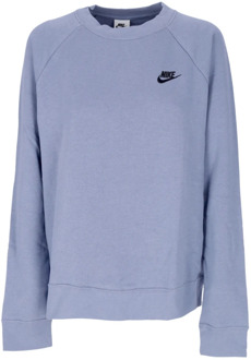 nike sportswear essential fleece crew sweater blauw dames licht blauw