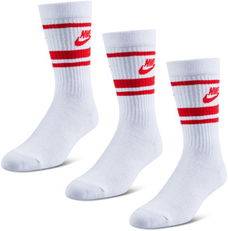 Nike Sportswear Everyday Essential Crew Sokken (3-pack) wit - rood - L * 42-46