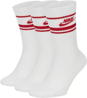 Nike Sportswear Everyday Essential Crew Sokken (3-pack) wit - rood - XL * 46-50