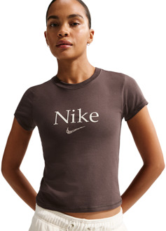Nike Sportswear T-shirts Dames - Bruin - Maat 34 - Katoen Jersey Brown