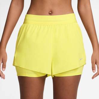 Nike Swift 2in1 Short Hardloopshorts Dames-citroengeel, zilver - L