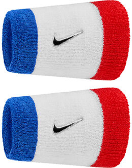 Nike Swoosh Classic Doublewide Wristbands 2-Pack blauw/wit/rood - ONE-SIZE