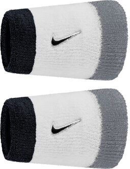 Nike Swoosh Classic Doublewide Wristbands 2-Pack wit/grijs/zwart - ONE-SIZE