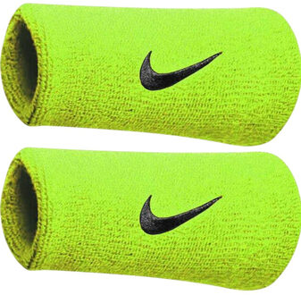 Nike Swoosh dubbel breed polsbandje (set van 2) Groen - One size