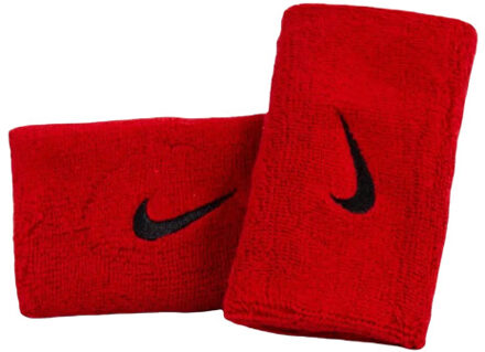 Nike Swoosh dubbel breed polsbandje (set van 2) - maat One size Rood