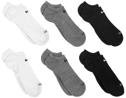 Nike Uniseks adult gewatteerde everyday no-show sokken (set van 6) Wit - 34-38