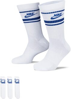 Nike Unisex Sportswear Essential Everyday Crew Sokken voor volwassenen (pak van 3) (Wit, Royaal Blauw) - EU 42 - 45