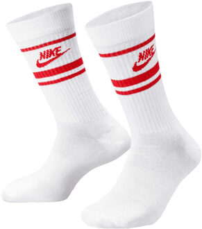 Nike Unisex Volwassen Sportkleding Essentiële Alledaagse Crew Sokken (Verpakking van 3) (Wit/Rood) - EU 42 - 45