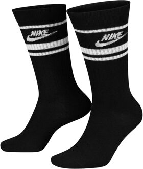 Nike Unisex Volwassen Sportkousen Essentieel Voor dagelijks Gebruik Crew Sokken (Verpakking van 3) (Zwart/Wit) - maat EU 42 - 45