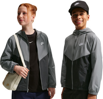 Nike Windrunner Hooded Repel Jacket Jassen Kinder - Grijs - Maat 158 - 170 CM - Katoen Jersey Grey