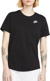 Nike Zwart Sportswear Club Tee Korte Mouw Nike , Black , Dames - L