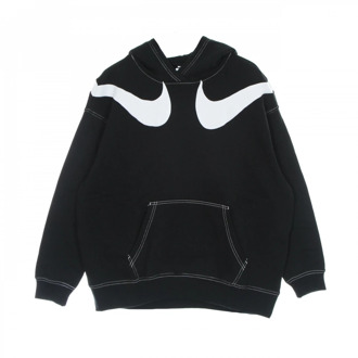Nike Zwart/Wit/Wit Fleece Hoodie Nike , Black , Dames - L,M