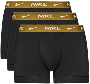 Nike Zwarte Boxershorts met Gouden Elastische Tailleband en Logo Nike , Black , Heren - Xl,M,S