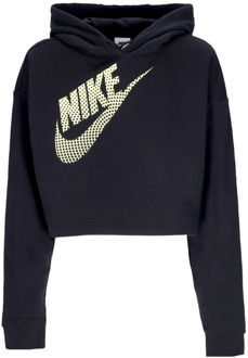 Nike Zwarte Sportkleding Fleece Crop Hoodie Nike , Black , Dames - L,M