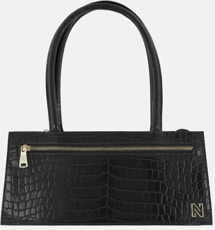 NIKKIE Lapaz handtas zipper croco black Zwart