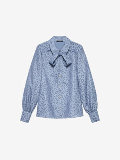 NIKKIE Pragues leopard blouse dessin - maat 38 Blauw