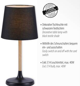 Nima tafellamp met zwarte stoffen kap zwart, lichtbruin