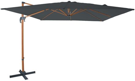 Nima Zweefparasol Rechthoekig 300 x 300 cm in Houtlook / Grijs Parasol voor tuin met Aluminium Frame